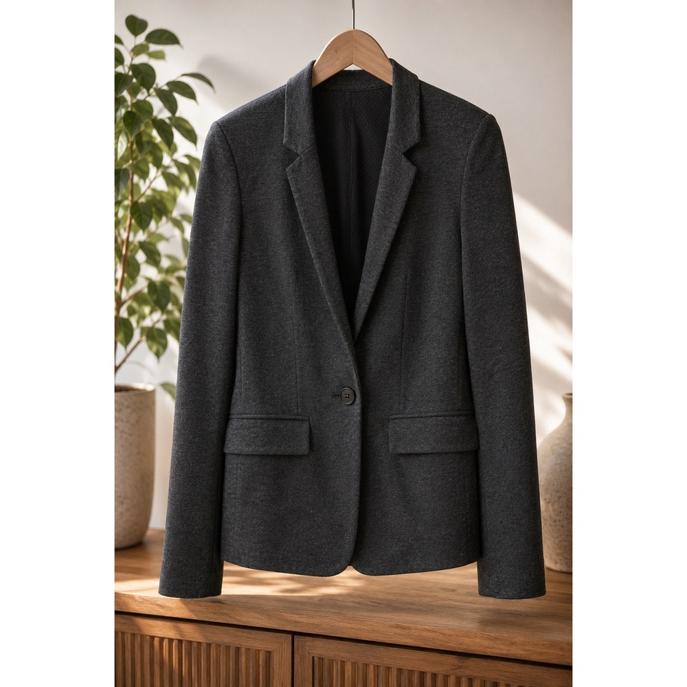 Made in USA‎ Y2K Charcoal Knit Blazer Minimalist Career Jacket Office Siren 8